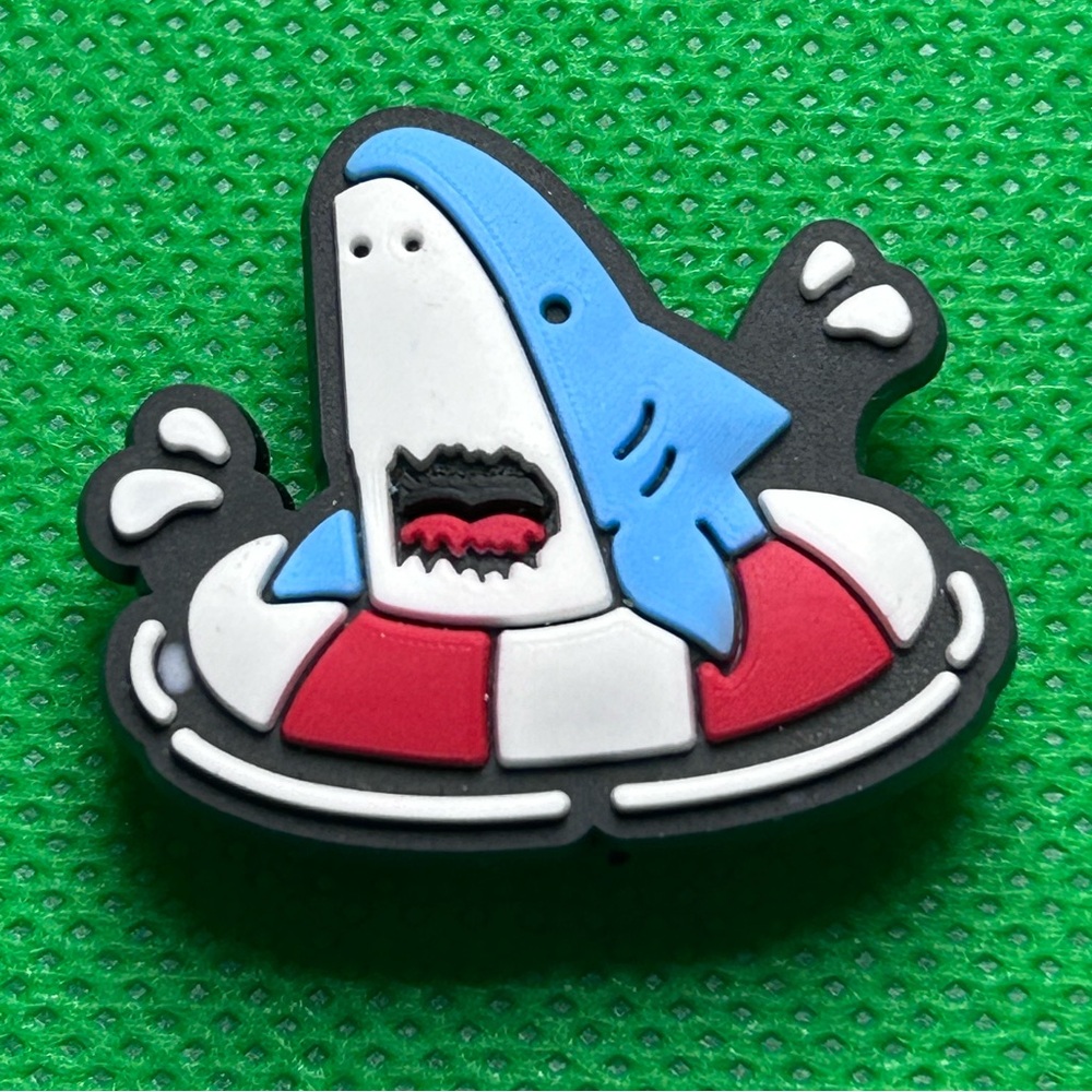 🌼 (5/$10 or 10/$15) NEW “Cool Shark” Croc Charm Collection Shark in a floaty